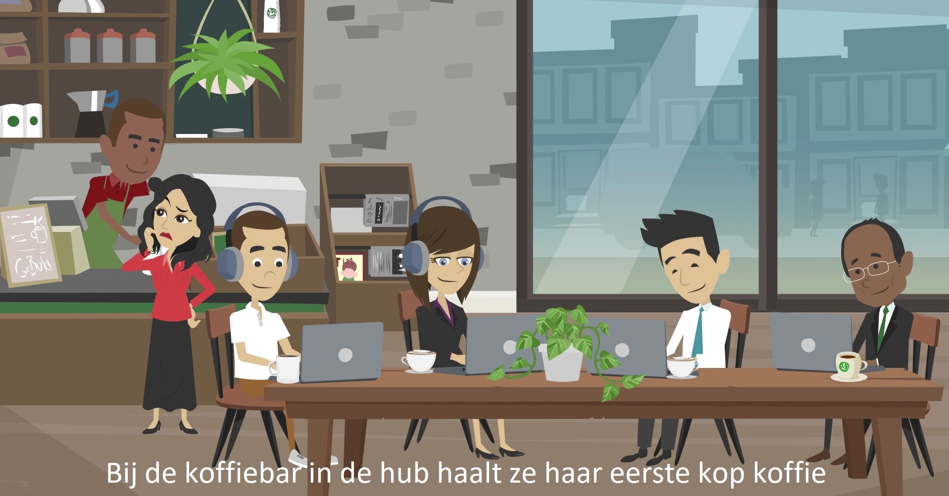 Still uit animatie 'werkhub', studenten HAN